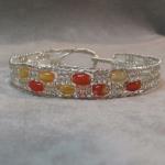 6 stramd Silver Lace bracelet with carnelian beads.  hand knotted of sterling silver.  1/2" wide, easily clasped.  specify size.  $80.00